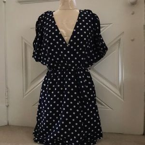 Navy blue and white polka dot dress